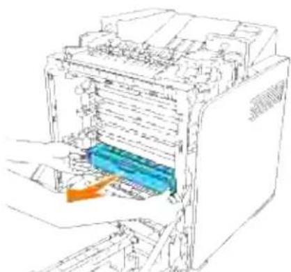 DELL 3110cn - Udtagning af den brugte udskrivningspatron - 2