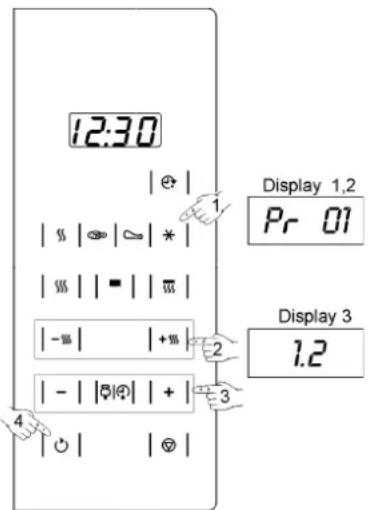 12:30 | ⊕ | | | | | | * | | | | | | | | | - | | + | | - | | ⊕ | | + | ⊙ | | ⊕ | Display 1,2 Pr 01 Display 3 1.2