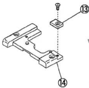 Technical diagram of a mechanical bracket with numbered parts and a light bulb symbol