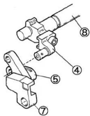 Technical diagram of mechanical components with numbered labels pointing to different parts