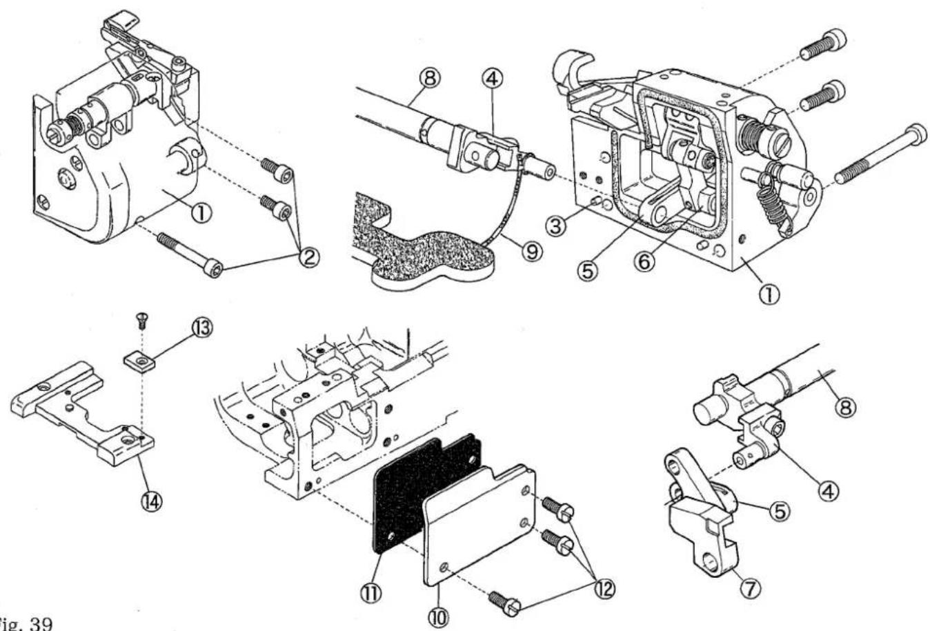 Technical diagram of mechanical assembly with numbered parts, likely a valve or clamp mechanism