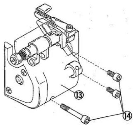 Technical diagram of a mechanical assembly with numbered components and labeled parts