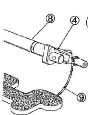 Technical diagram of a mechanical device with numbered components, likely for assembly or maintenance instructions.