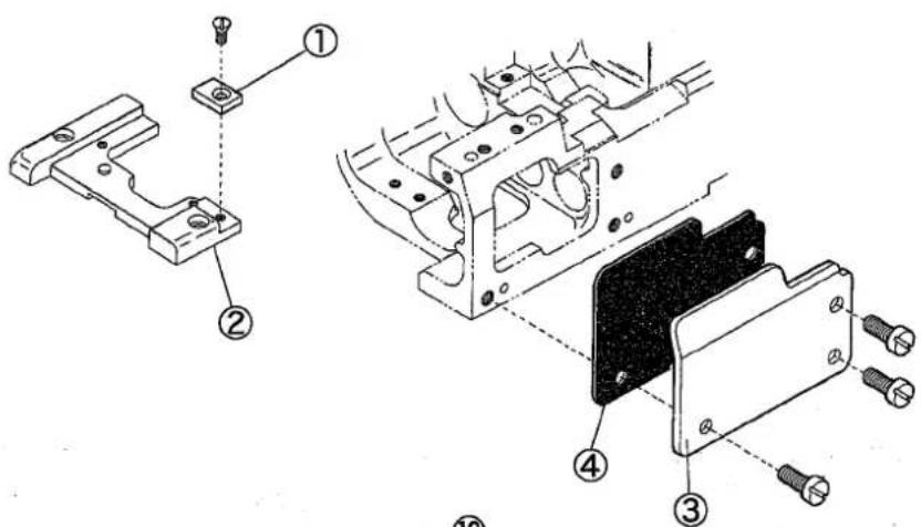 Technical diagram showing exploded and assembled views of a mechanical assembly with numbered components