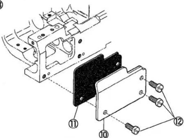 Technical diagram of a mechanical assembly with numbered components, likely for assembly or maintenance instructions.