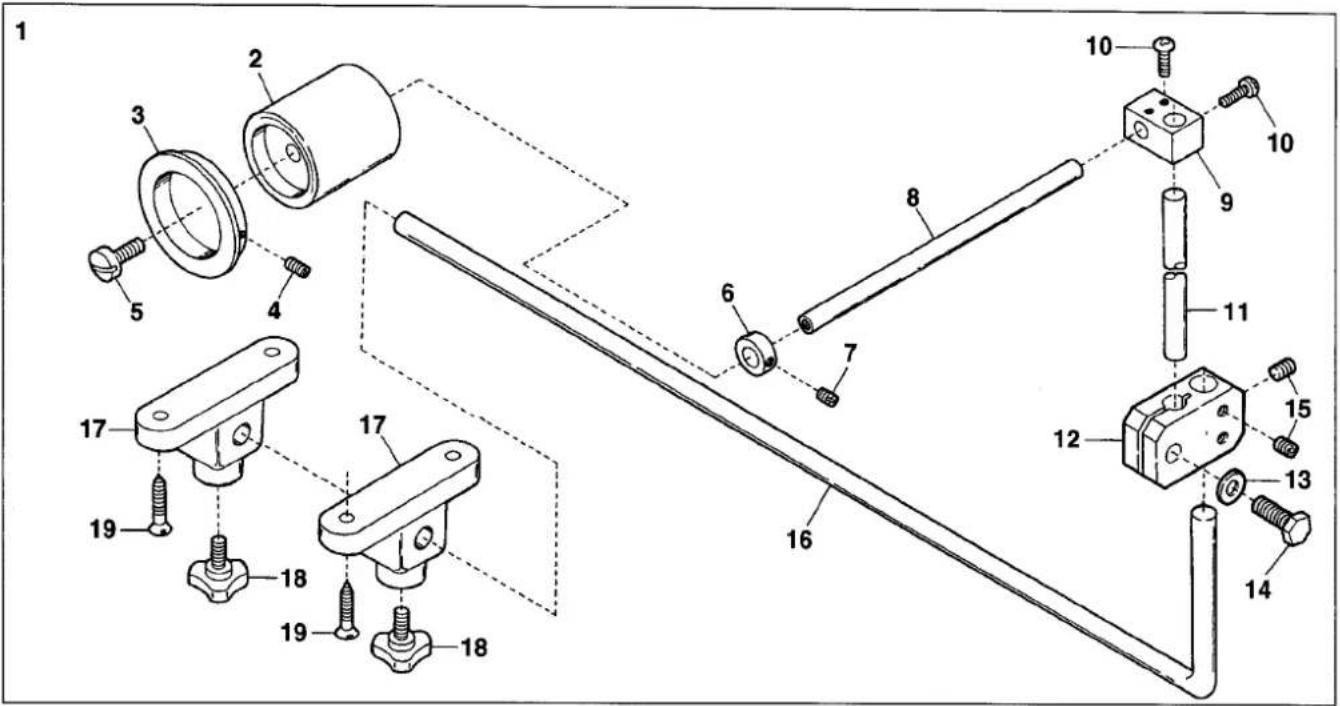 Technical diagram of a mechanical assembly with numbered components for identification