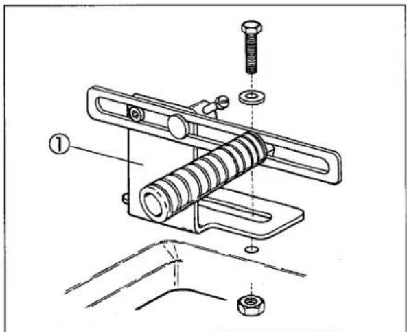 Technical diagram of a mechanical clamp assembly with labeled parts and structural details