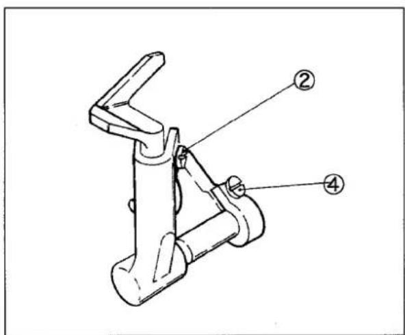 Technical diagram of a mechanical clamp or bracket with numbered annotations pointing to specific parts.