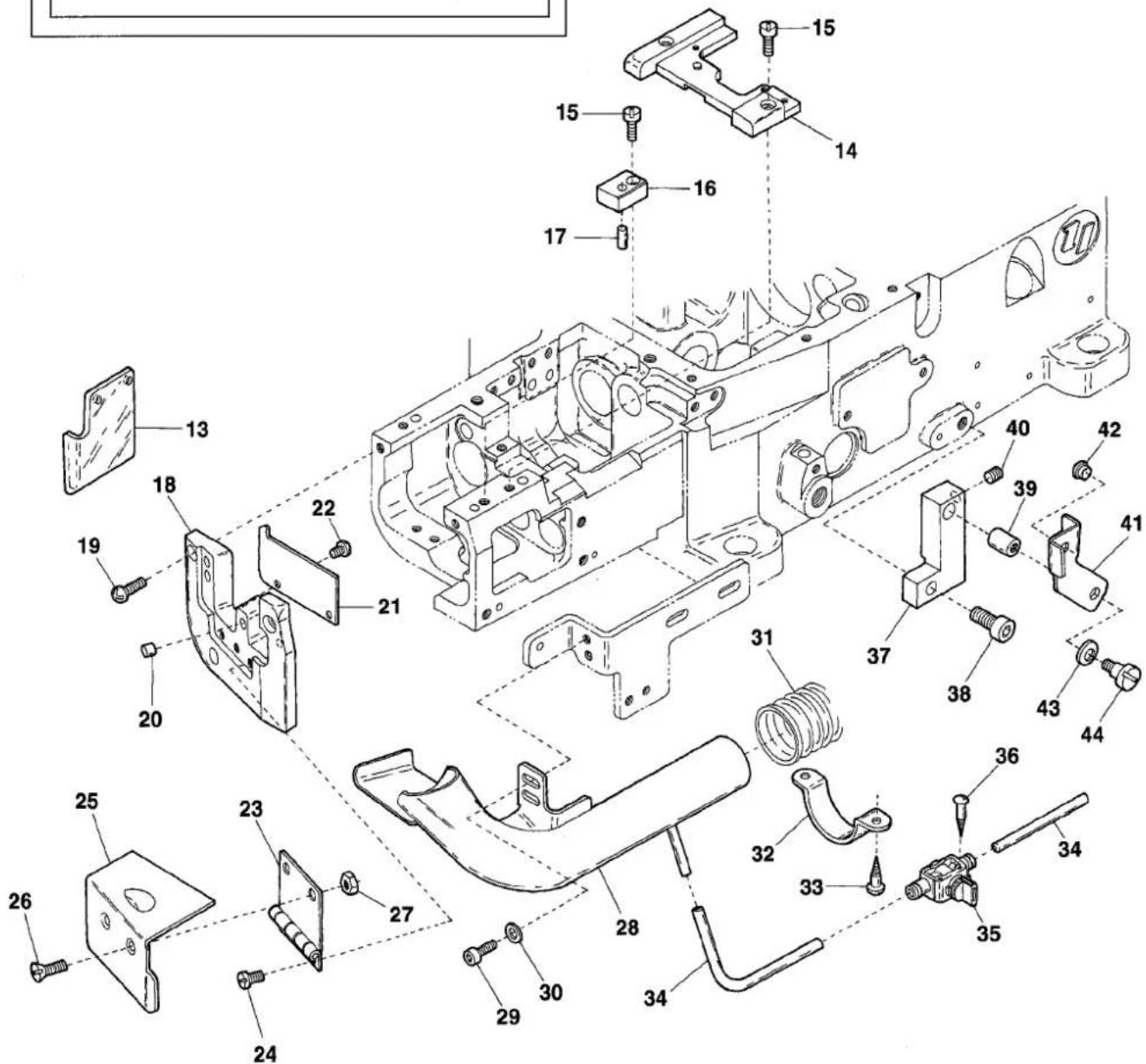 Exploded view diagram of a mechanical assembly with numbered parts for identification