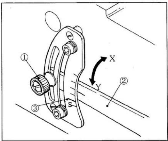 Technical diagram of a mechanical clamp or bracket assembly with labeled parts and directional arrows (X, Y)