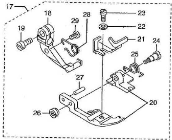 Technical diagram of mechanical components with numbered parts for identification