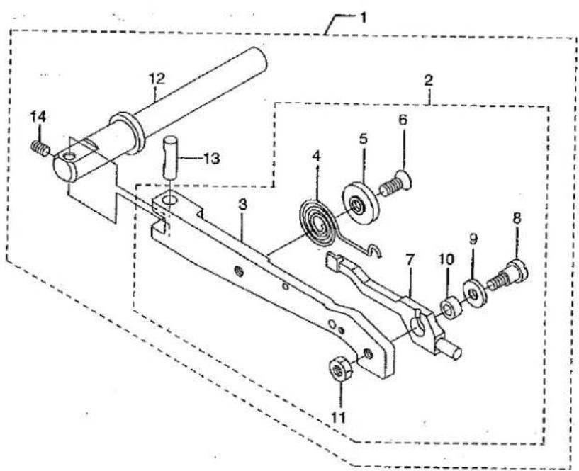 Technical diagram of a mechanical assembly with numbered components for identification