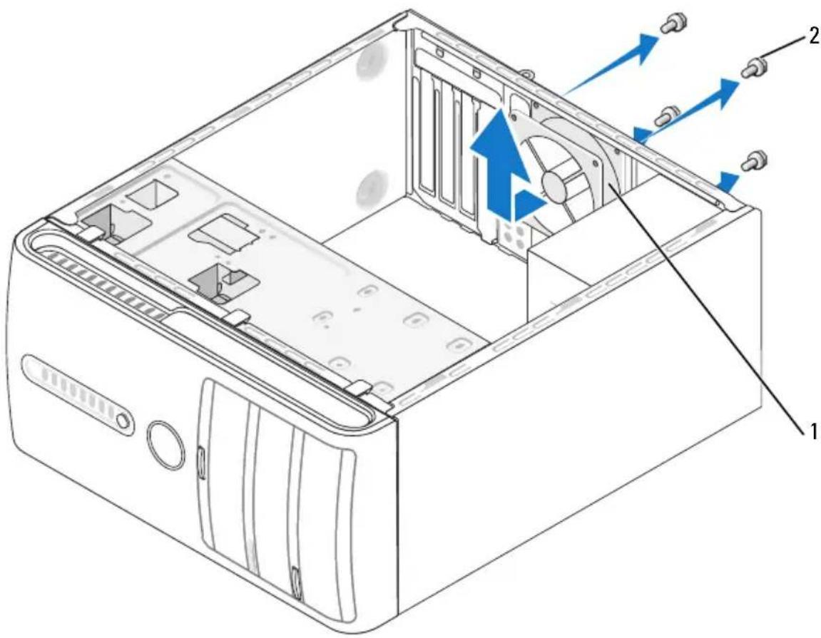 DELL Inspiron 531 - Fjernelse af chassisblæseren - 1