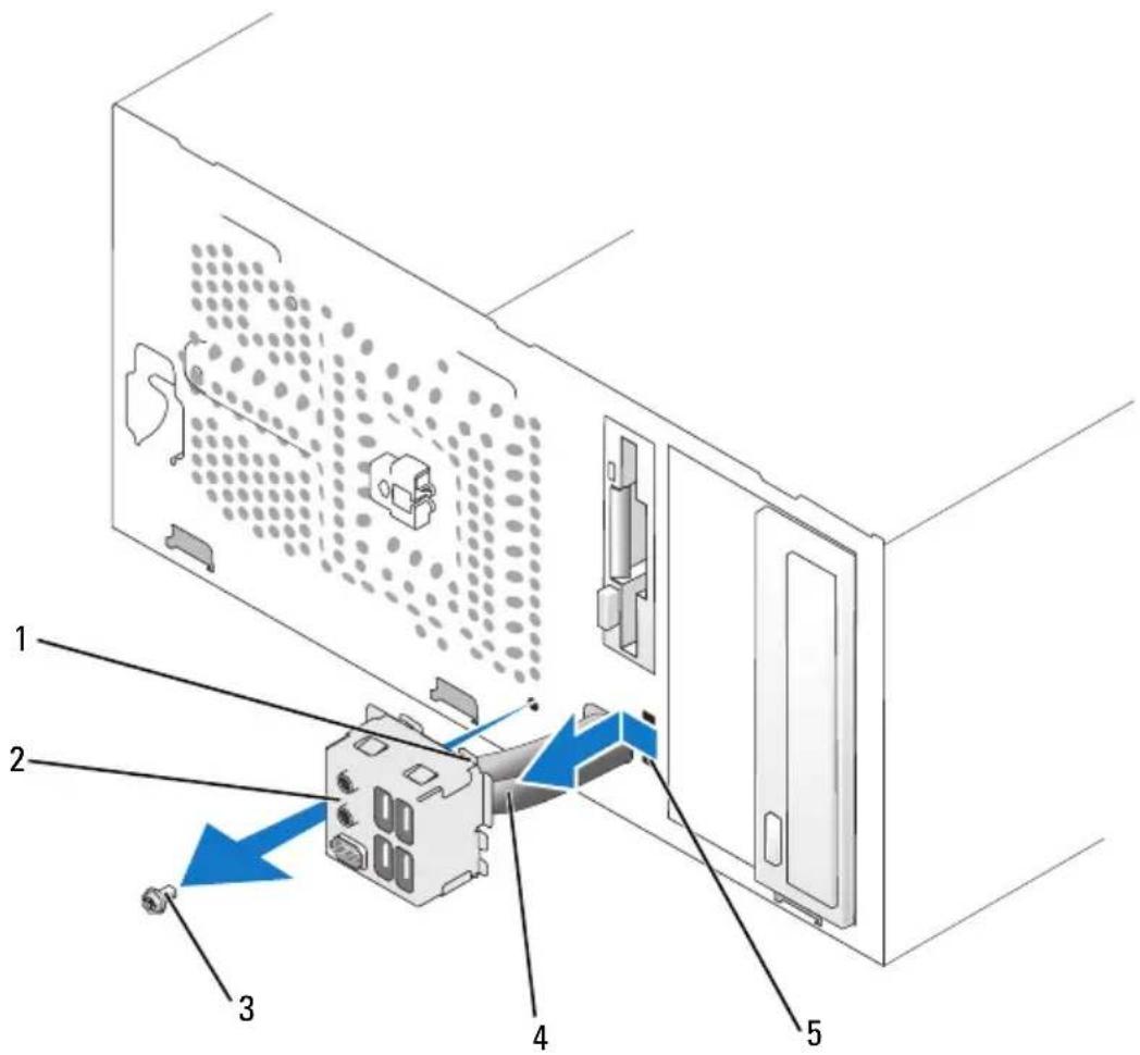 DELL Inspiron 531 - Fjernelse af I/O-panelet - 1