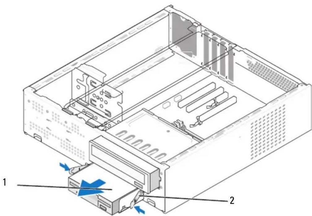 DELL Inspiron 530s - Fjernelse af et diskettedrev - 2
