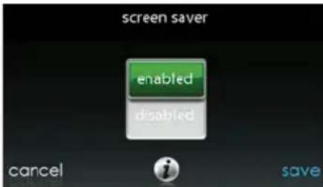 screen saver enabled disabled cancel save