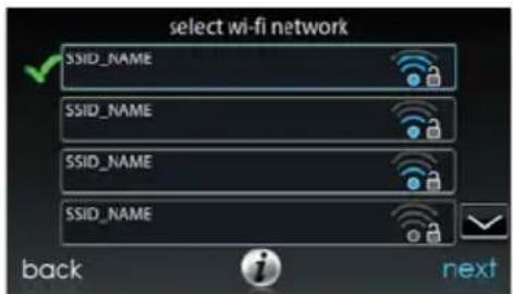 select wi-fi network SSID_NAME SSID_NAME SSID_NAME SSID_NAME back next