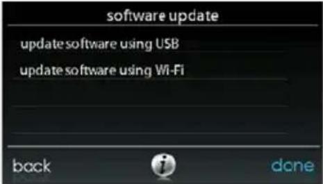 software update update software using USB update software using Wi-Fi back done