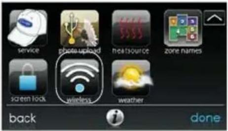 service photo-upload heatsource zone names screen lock wireless weather back done