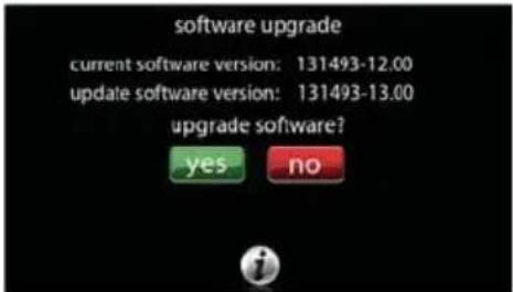 software upgrade current software version: 131493-12.00 update software version: 131493-13.00 upgrade software? yes no