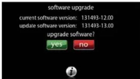 software upgrade current software version: 131493-12.00 update software version: 131493-13.00 upgrade software? yes no