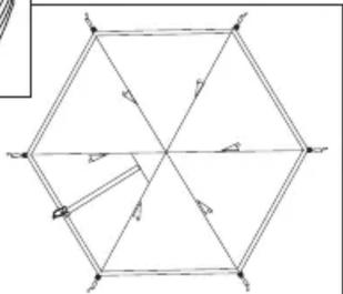 Geometric diagram of a hexagon with internal diagonals and labeled angles, likely illustrating a mathematical or geometric concept.