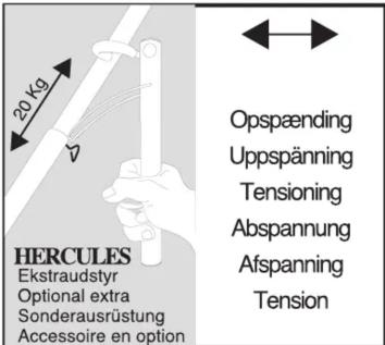 20 Kg 5 HERCULES Ekstraudstyr Optional extra Sonderausrüstung Accessoire en option Opspænding Uppspænning Tensioning Abspænnung Afspanning Tension