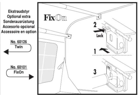 Ekstraudstyr Optional extra Sonderausrüstung Accesorio opcional Accessoire en option No. 60126 Twin FixOn 2 Lock 1 3 No. 60101 FixOn