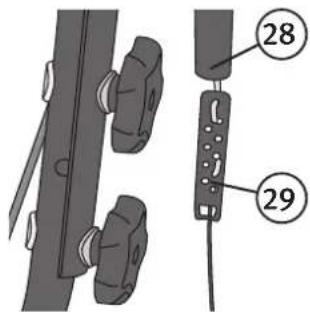 Technical diagram showing mechanical components with numbered parts labeled 28 and 29