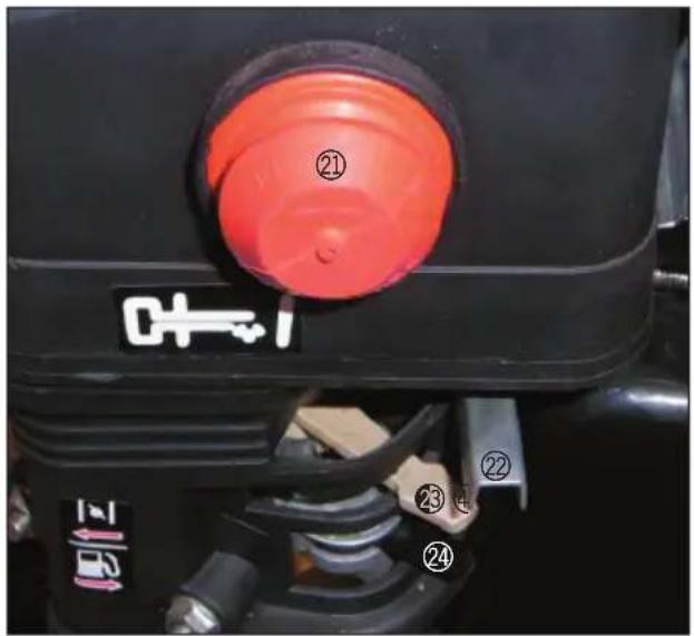 Close-up of a car seatbelt switch with numbered labels pointing to key positions