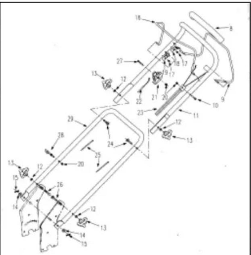 Technical diagram of a mechanical assembly with numbered components and directional arrows indicating motion or flow.