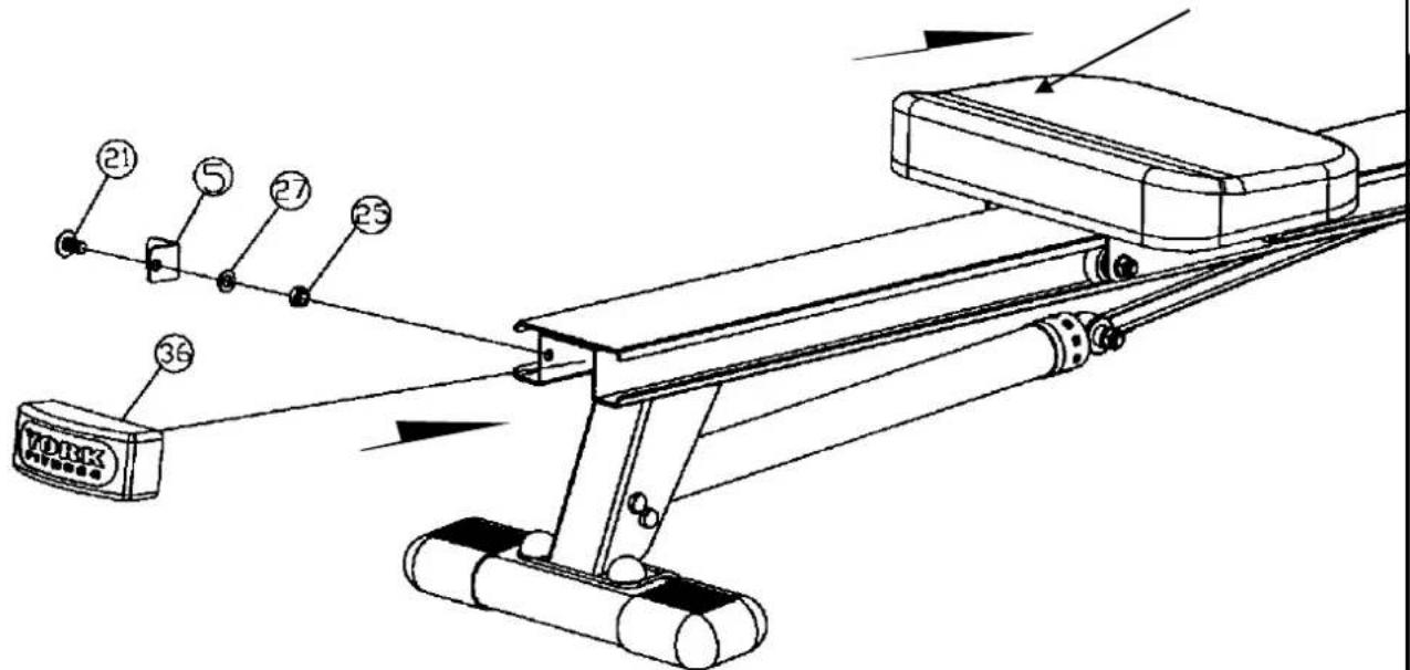 Technical diagram of a mechanical device with numbered components and directional arrows indicating motion or assembly.