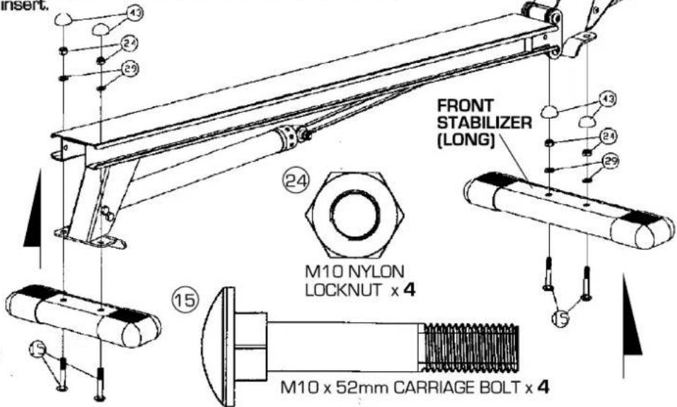 insert. 43 29 27 24 FRONT STABILIZER (LONG) 24 29 15 M10 NYLON LOCKNUT x 4 15 M10 x 52mm CARRIAGE BOLT x 4