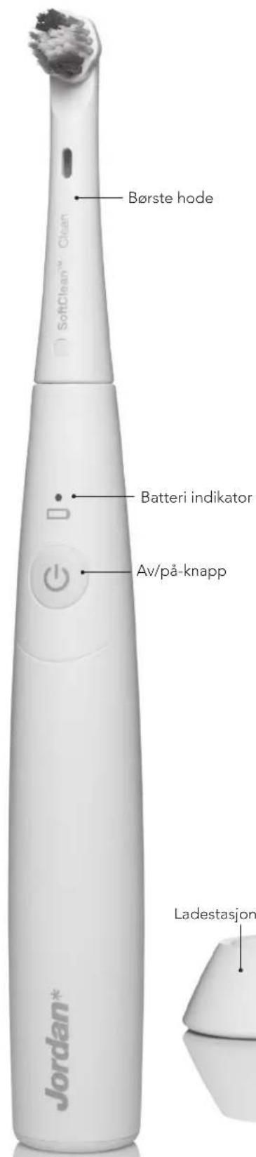 Børste hode SoftClean™ Clean Batteri indikator Av/på-knapp Ladestasjon Jordan*