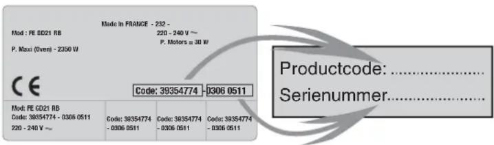 Mod : FE GD21 BB P. Maxi (Over) - 2350 V Made in FRANCE - 232 - 220 - 240 V ~ P. Motors = 30 W CE Code: 39354774 - 0306 0511 Model: FE GD21 BB Code: 39354774 - 0306 0511 220 - 240 V ~ Code: 39354774 - 0306 0511 Code: 39354774 - 0306 0511 Productcode: ...... Serienummer......