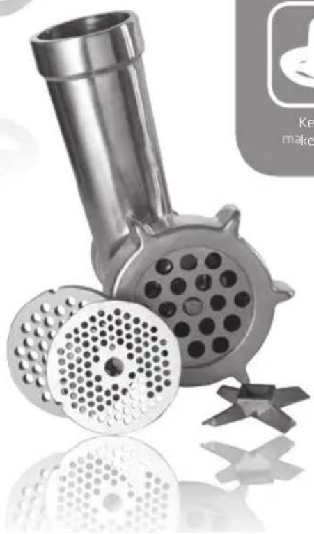 Close-up of a stainless steel kitchen utensil with perforated circular components and metal fittings (no visible text or symbols)