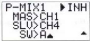 P-MIX1 ►INH MAS>CH1 SLU>CH4 SW>A▲
