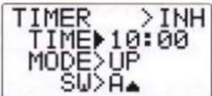 TIMER >INH TIME▶10:00 MODE>UP SW>A▲