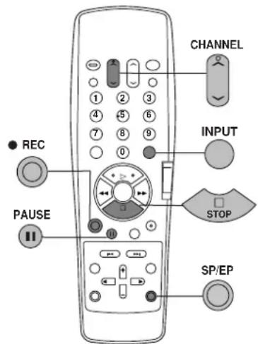 CHANNEL INPUT STOP SP/EP REC PAUSE