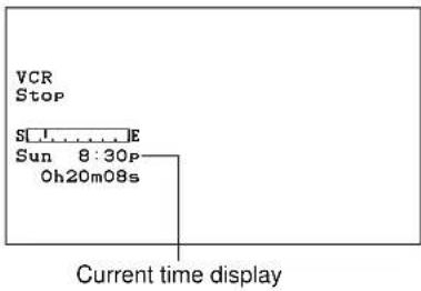 VCR Stop S: 1 E Sun 8:30P Oh20m08s Current time display