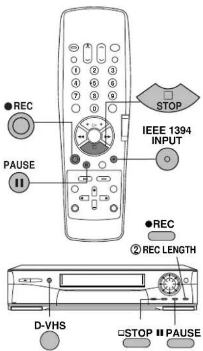 REC IEEE 1394 INPUT STOP PAUSE REC ② REC LENGTH D-VHS STOP ▪ PAUSE