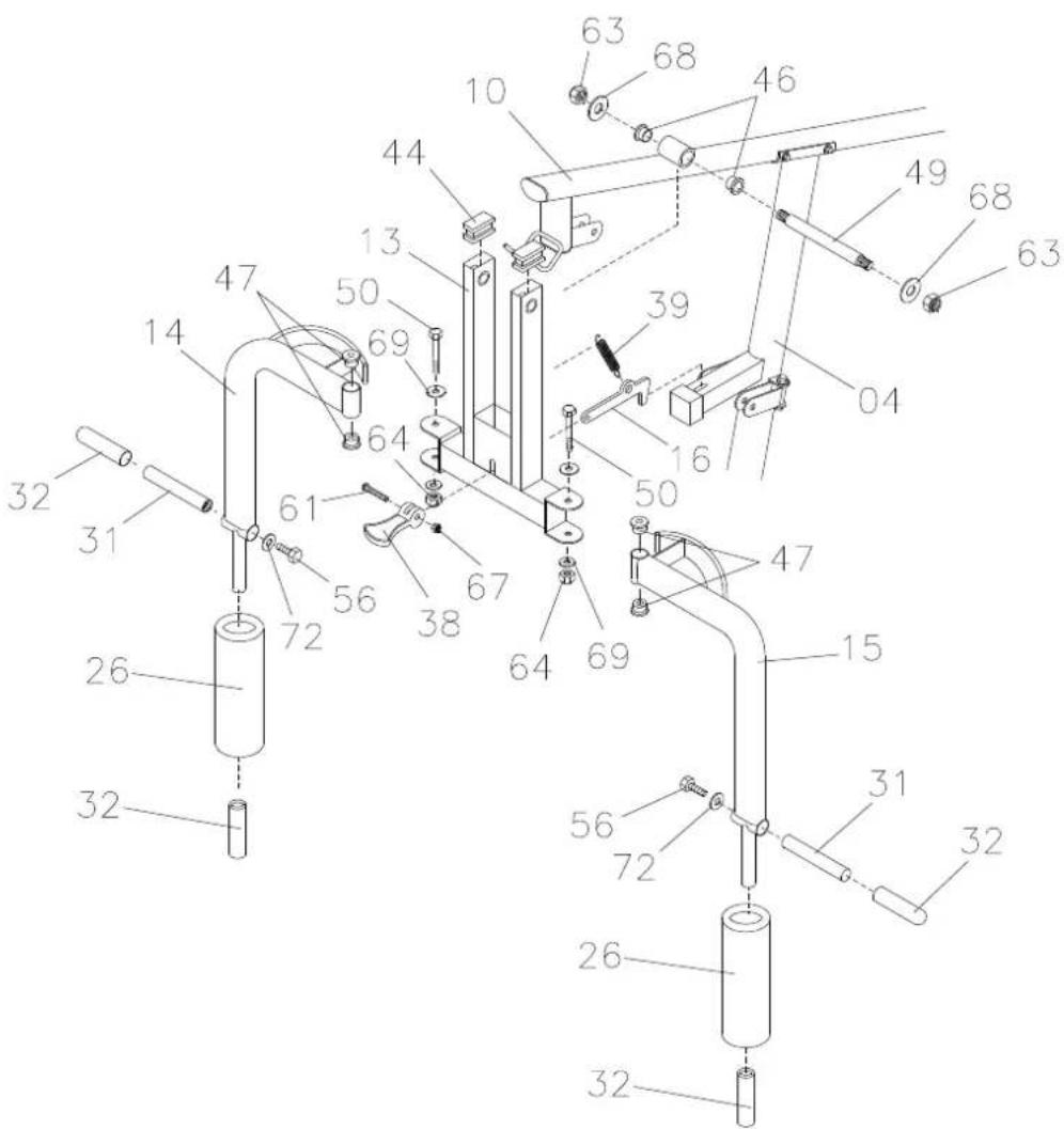 Technical diagram of a mechanical assembly with numbered components for identification