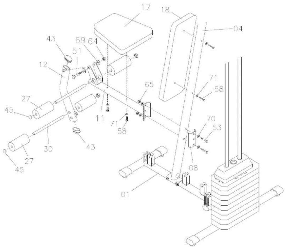 Technical diagram of a mechanical assembly with numbered components for identification