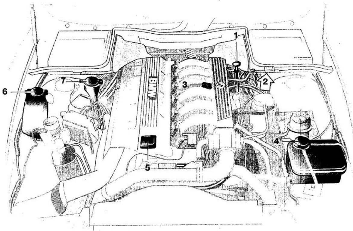 Technical diagram of a car engine showing labeled components including engine, valve, and exhaust system
