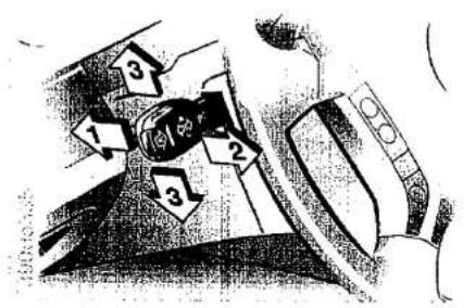 Diagram showing a device with labeled parts and a circular component, possibly indicating a mechanical or electronic component.