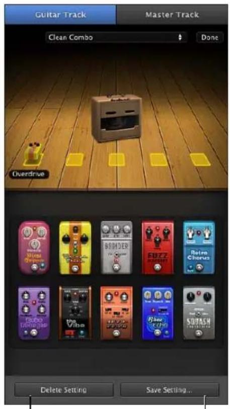 Guitar Track Master Track Clean Combo Done Overdrive Delete Setting Save Setting...