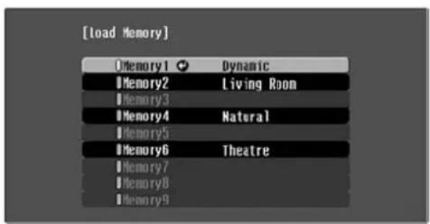 [load Memory] Memory1 Dynamic Memory2 Living Room Memory3 Memory4 Natural Memory5 Memory6 Theatre Memory7 Memory8 Memory9