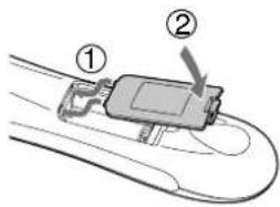 EPSON EMP-TW620 - Isætning af batterier i fjernbetjeningen - 2