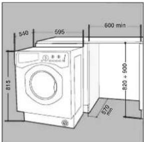 540 595 600 min 815 820 + 900 570 mm