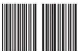Two identical vertical barcode patterns, each with black and white vertical stripes
